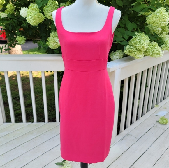 J Crew Sheath Dress Stretch Crepe Hot Pink - Picture 2 of 8